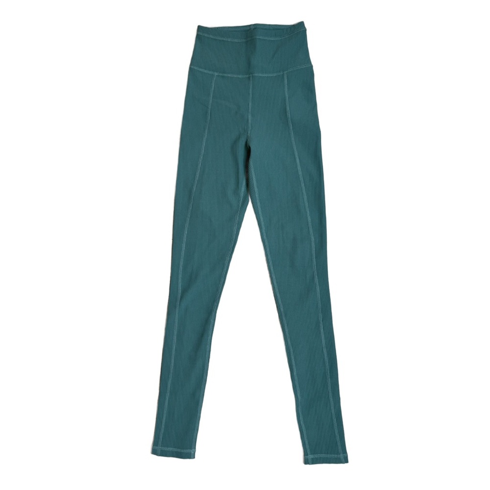 For Love &‎ Lemons High-Waisted Cotton Rib Leggings Teal Womens XXS $98